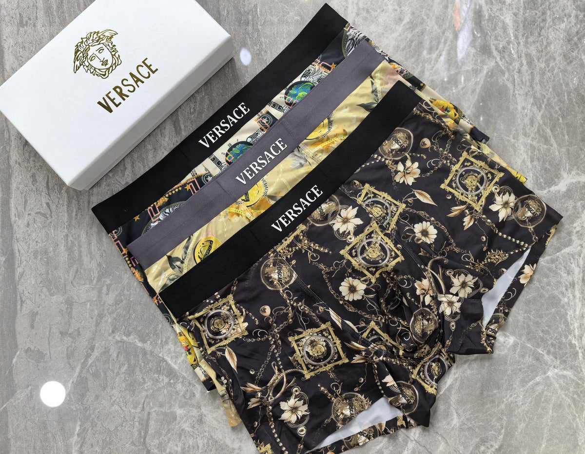 Versace Greek-Key And Medallion Details Men's Boxer Briefs - 3-Piece Box