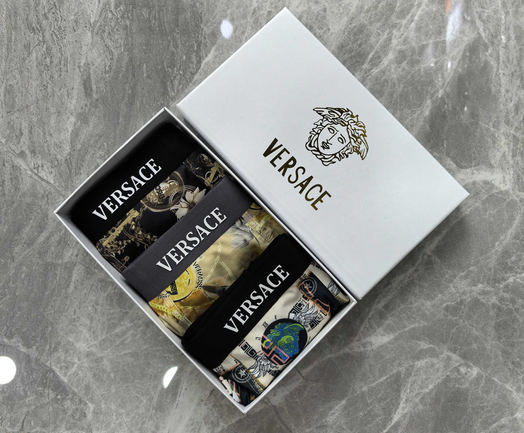 Versace Greek-Key And Medallion Details Men's Boxer Briefs - 3-Piece Box