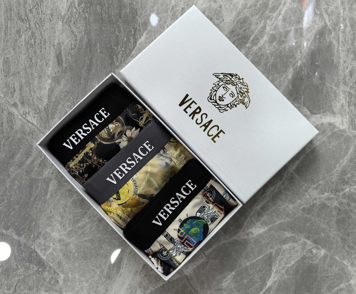 Versace Greek-Key And Medallion Details Men's Boxer Briefs - 3-Piece Box