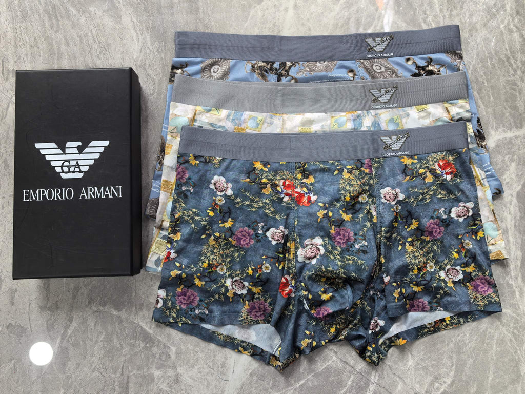 Armani Patterned Panels Men's Boxer Briefs - 3-Piece Box