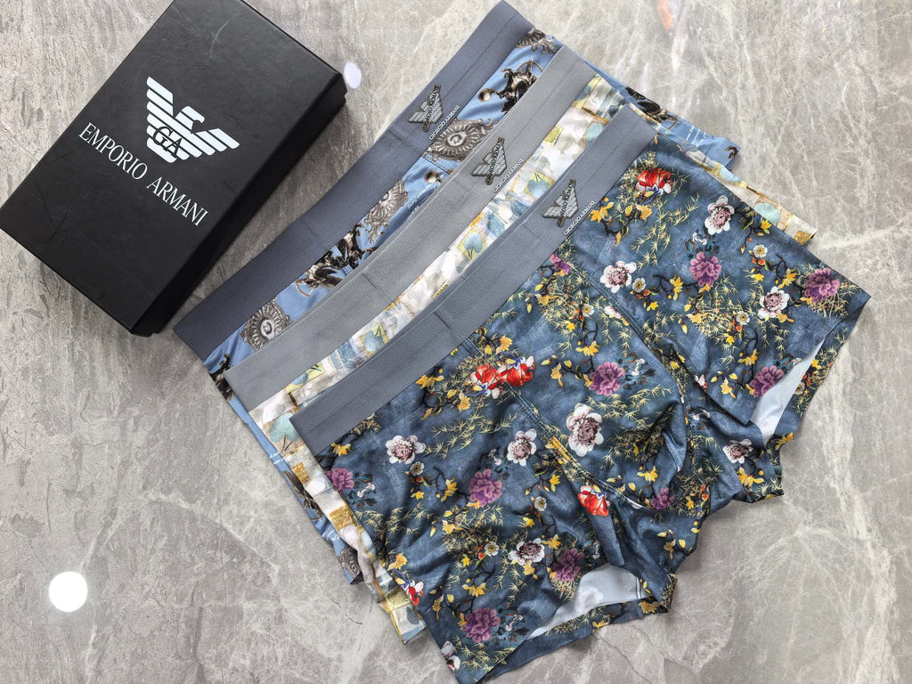 Armani Patterned Panels Men's Boxer Briefs - 3-Piece Box
