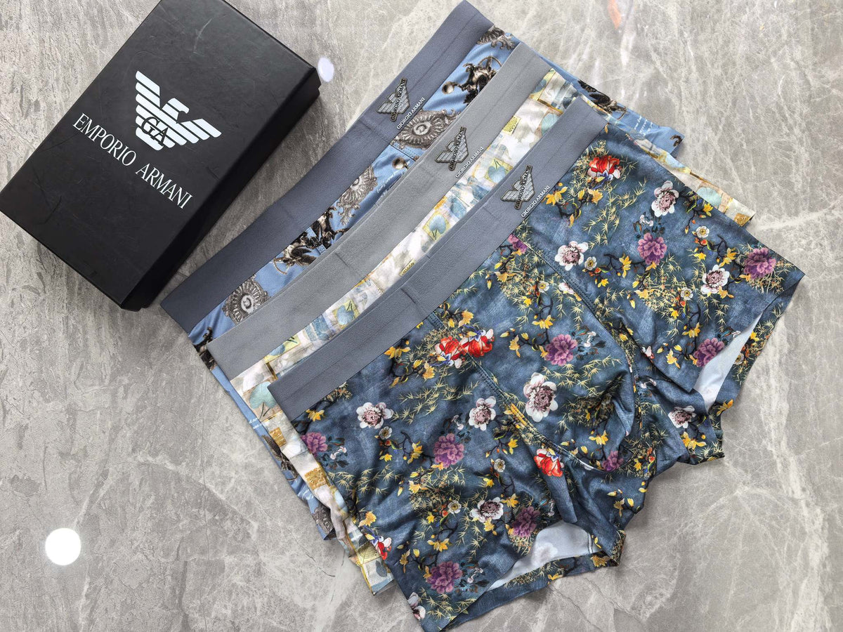 Armani Patterned Panels Men's Boxer Briefs - 3-Piece Box