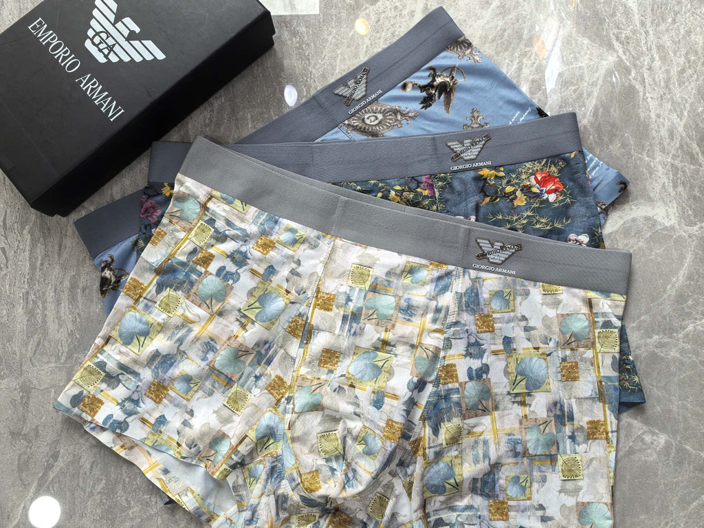 Armani Patterned Panels Men's Boxer Briefs - 3-Piece Box