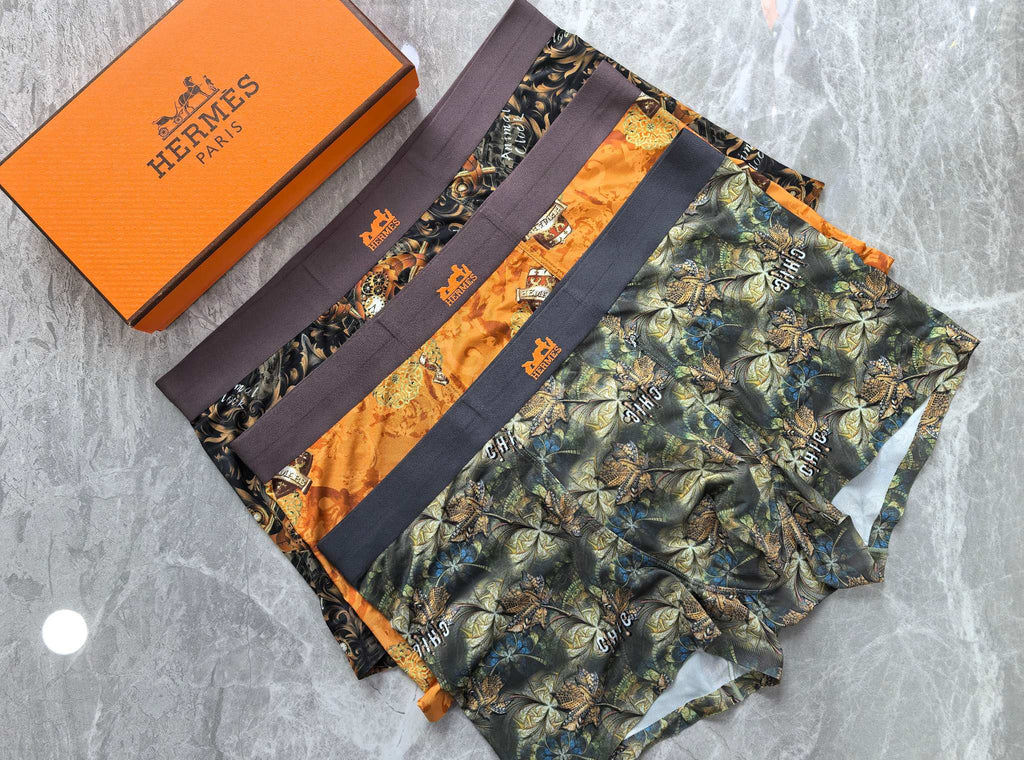 Hermes Varied Graphic Motifs Men's Boxer Briefs - 3-Piece Box
