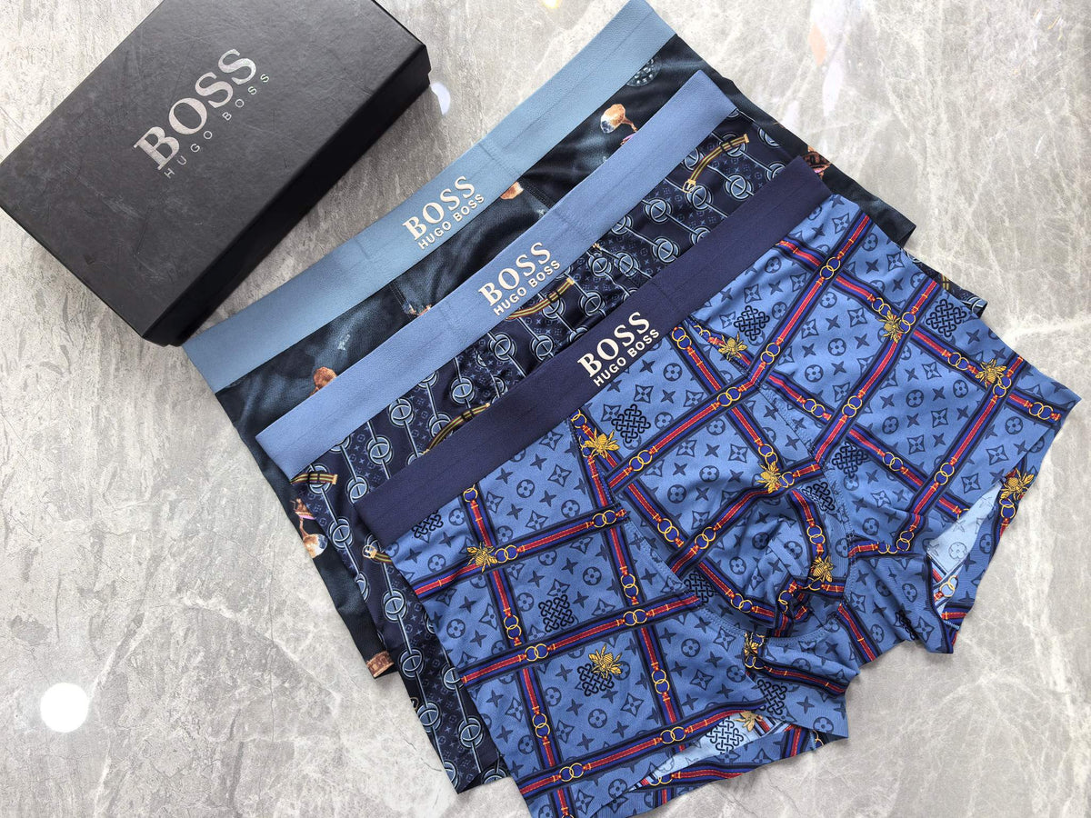 Boss Contrast Patterned Details Men's Boxer Briefs - 3-Piece Box