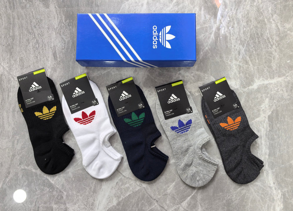 Adidas Cotton Multicolour Trefoil Motifs No-Show Socks