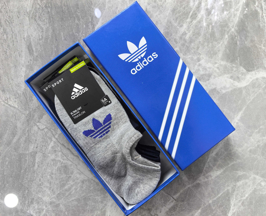 Adidas Cotton Multicolour Trefoil Motifs No-Show Socks