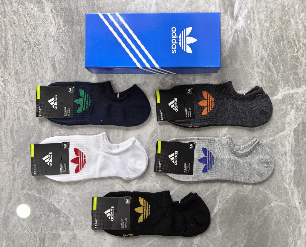 Adidas Cotton Multicolour Trefoil Motifs No-Show Socks