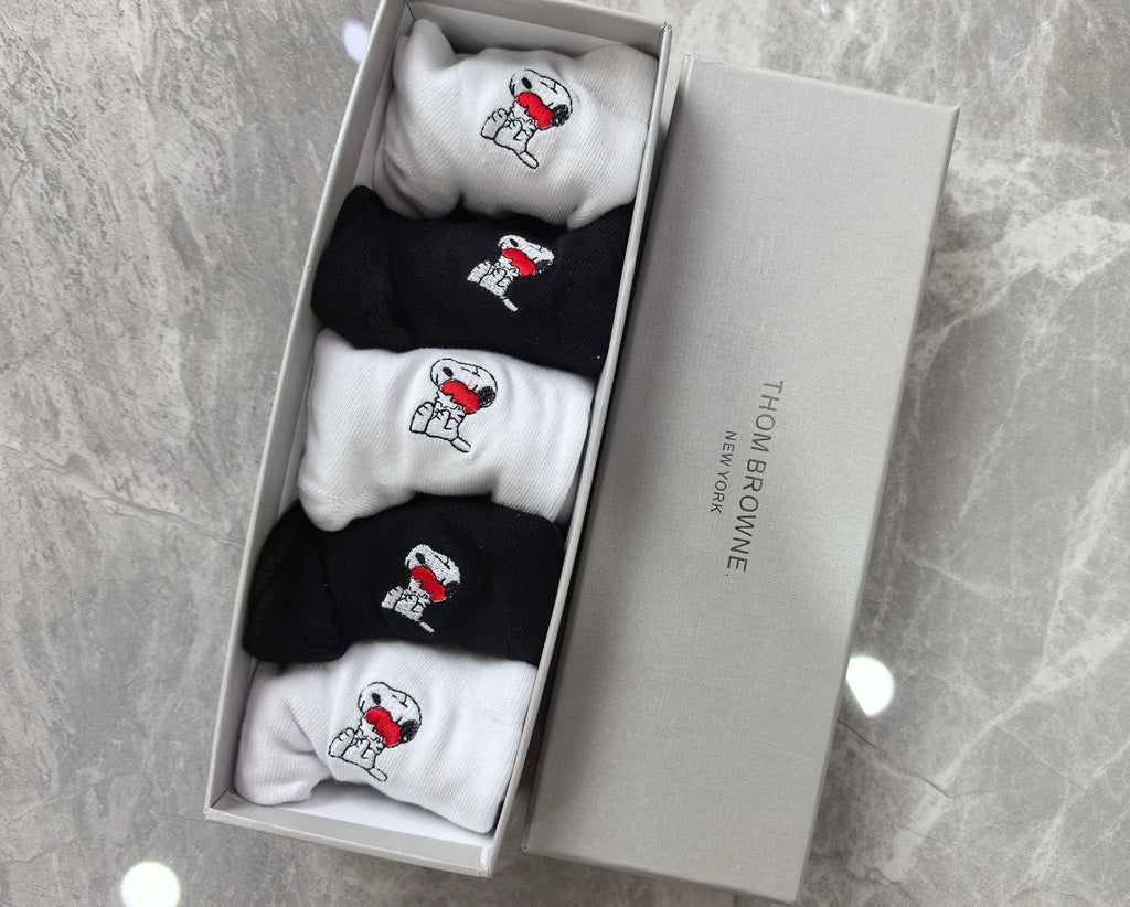 Thom Browne Cotton Small Red-Blue Stripe Details Ankle Socks - 5-Pair Set