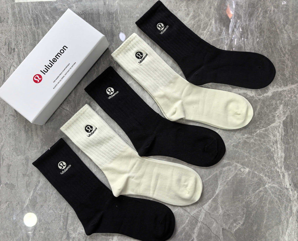 Lululemon Cotton Small Circular Emblems Crew Socks - 5-Pair Set