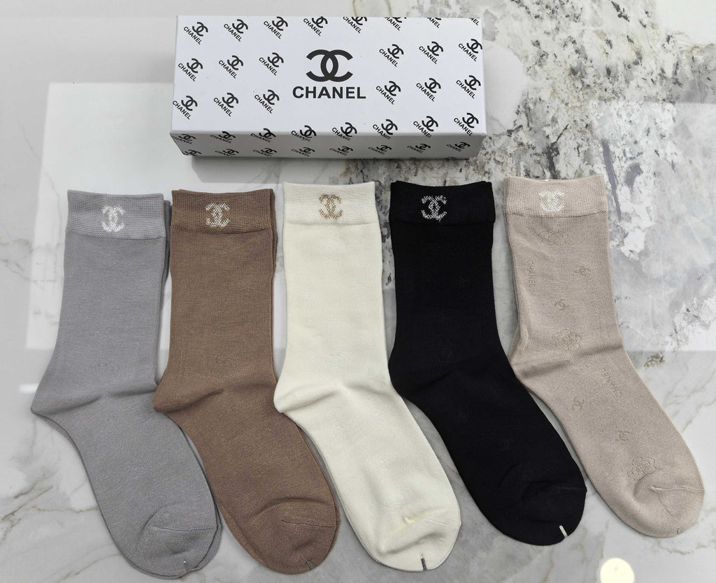 Chanel Modal Blend Crew Socks - 5-Pair Set