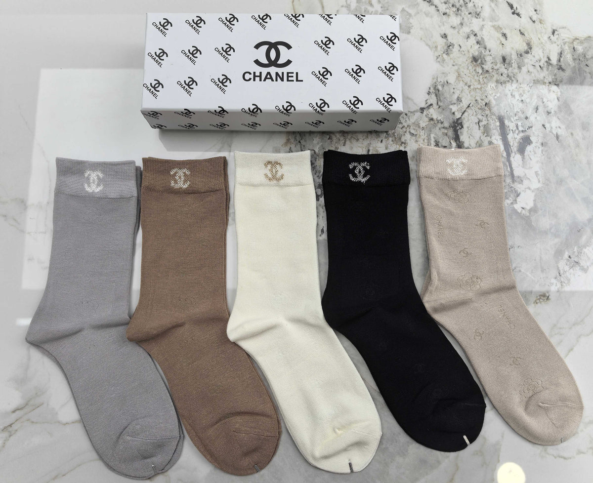 Chanel Modal Blend Crew Socks - 5-Pair Set