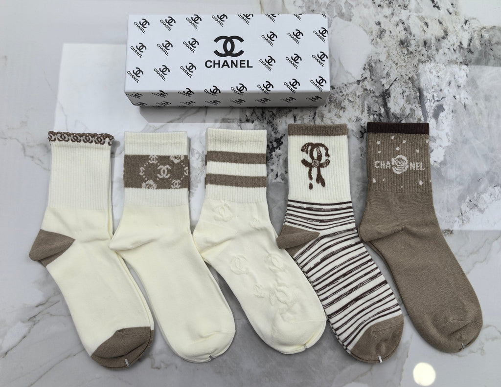 Chanel Modal Blend Crew Socks - 5-Pair Set