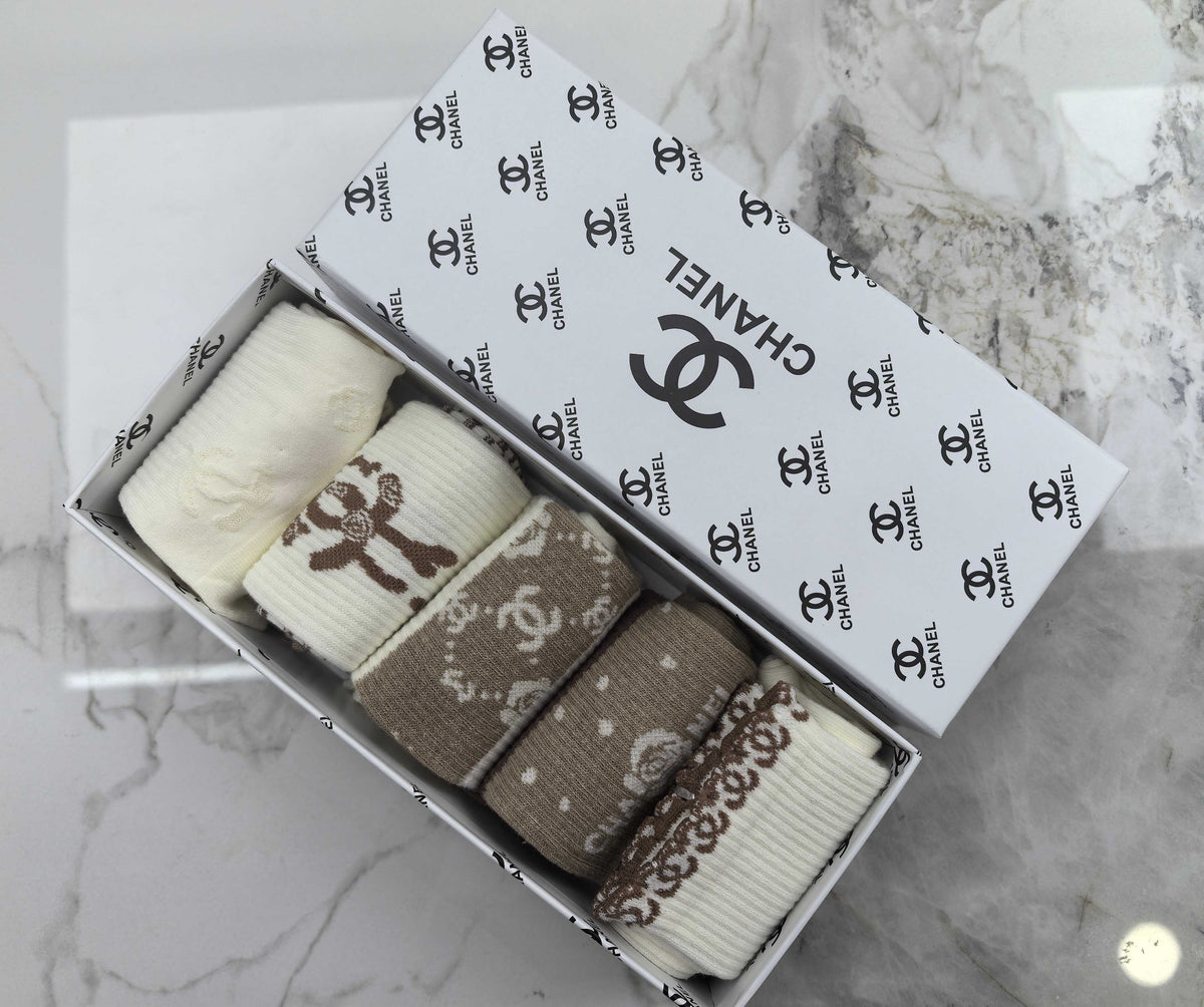 Chanel Modal Blend Crew Socks - 5-Pair Set
