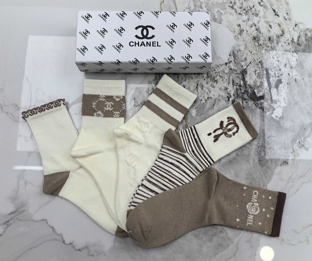Chanel Modal Blend Crew Socks - 5-Pair Set