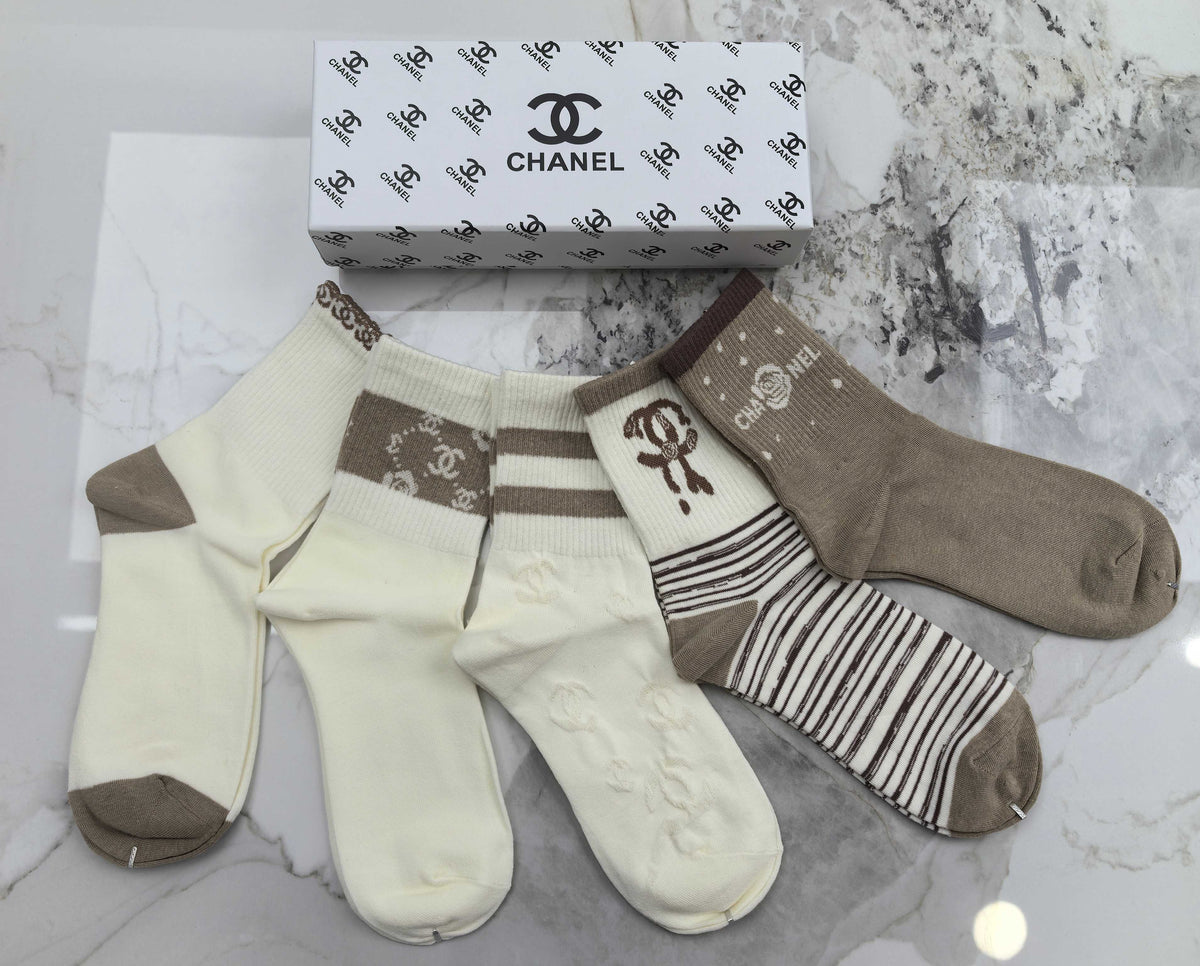 Chanel Modal Blend Crew Socks - 5-Pair Set