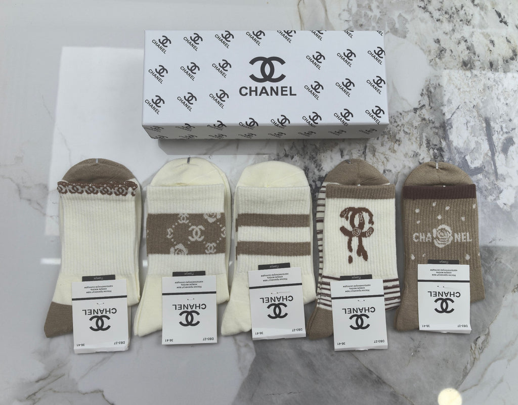 Chanel Modal Blend Crew Socks - 5-Pair Set