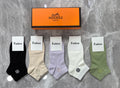 Hermes Combed Cotton No-Show Socks - 5-Pair Set