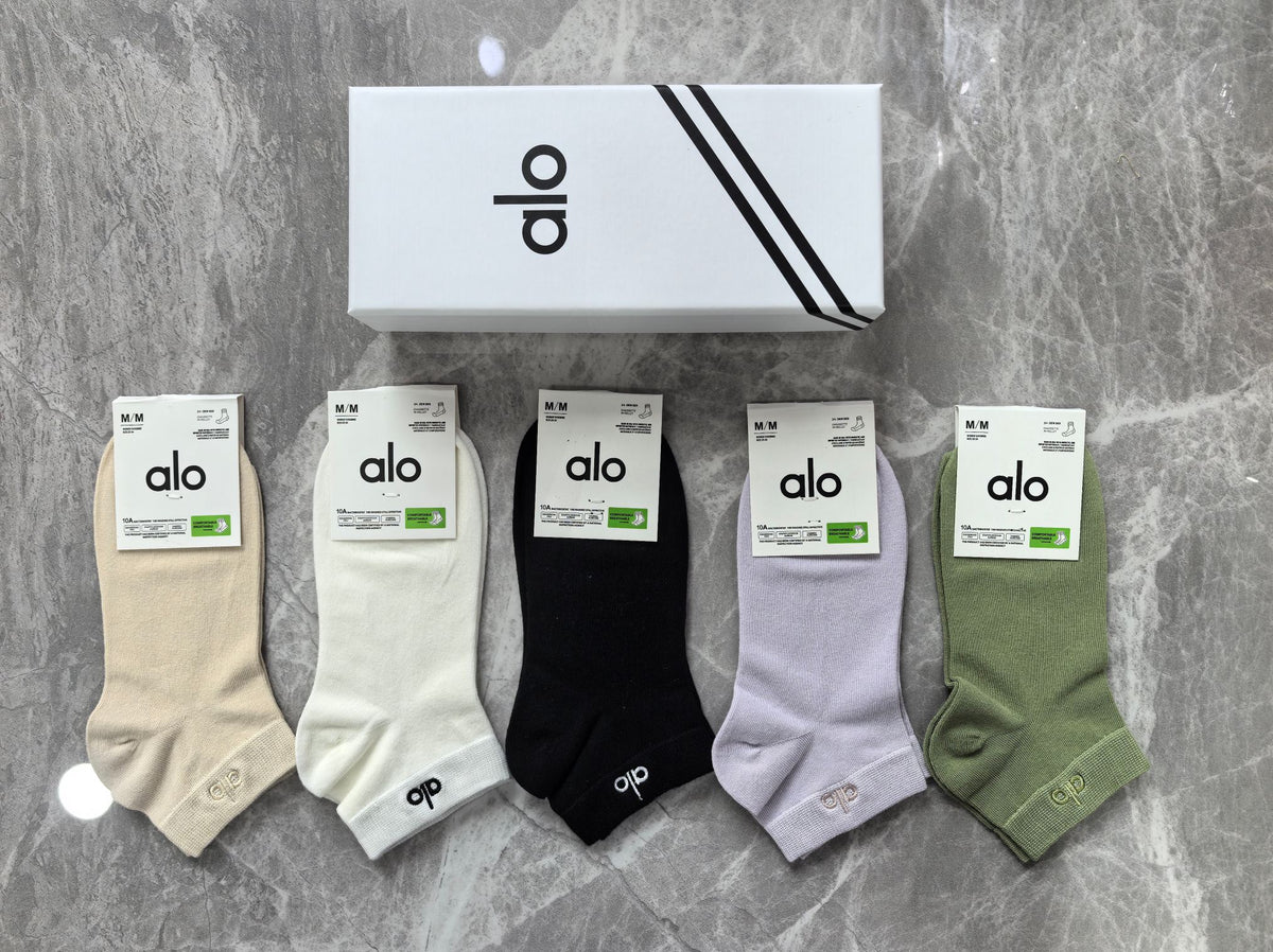 Alo Combed Cotton No-Show Socks - 5-Pair Set