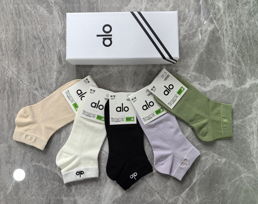 Alo Combed Cotton No-Show Socks - 5-Pair Set