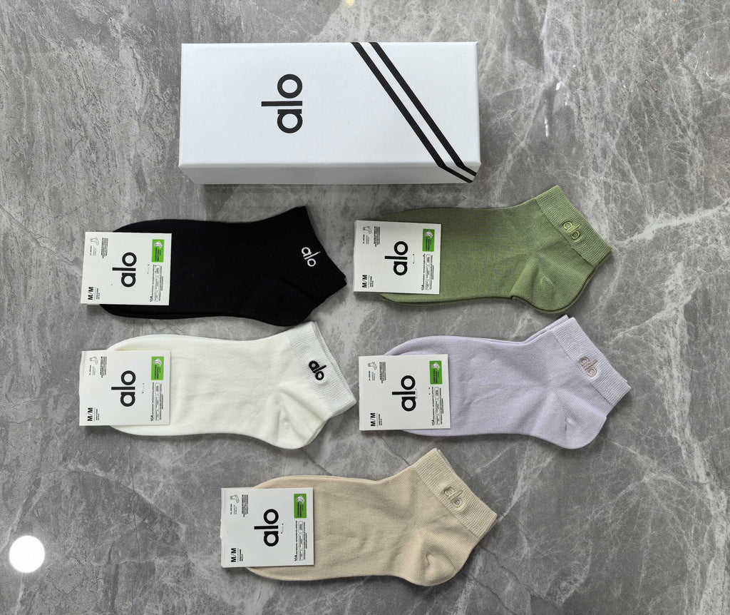 Alo Combed Cotton No-Show Socks - 5-Pair Set