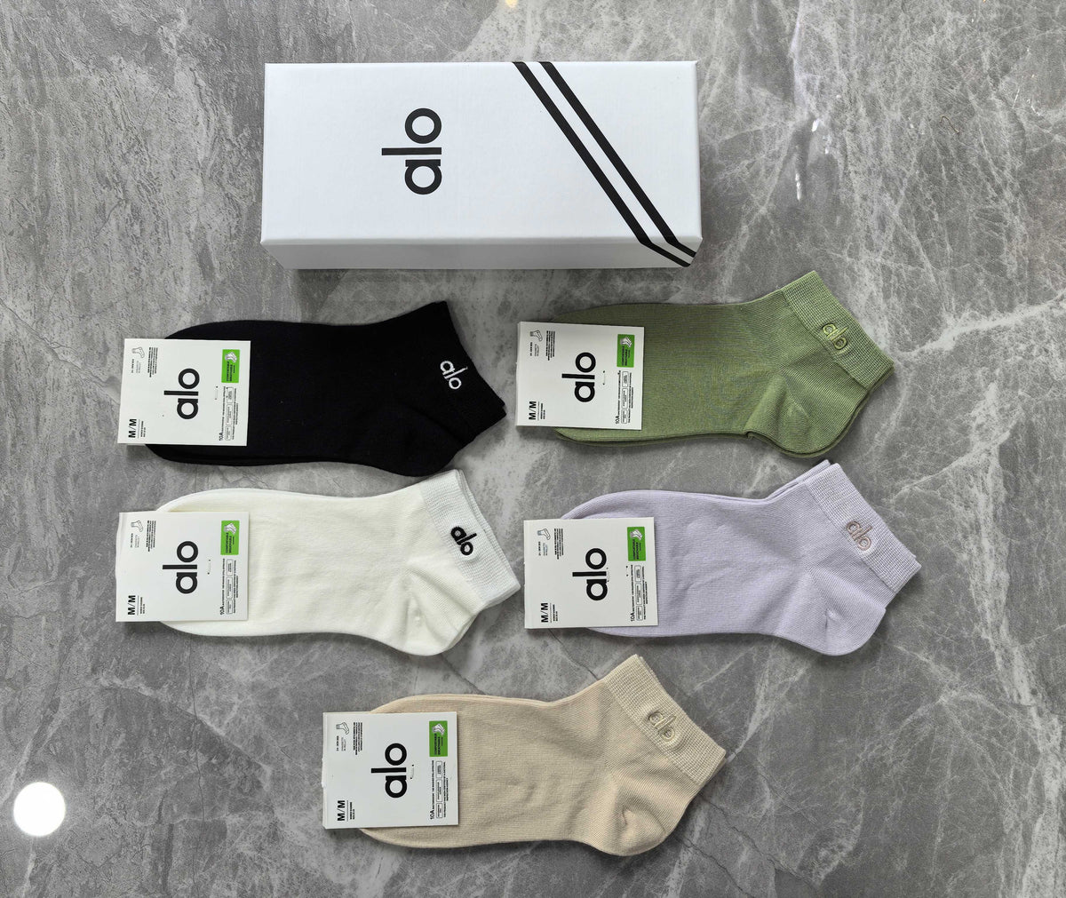 Alo Combed Cotton No-Show Socks - 5-Pair Set