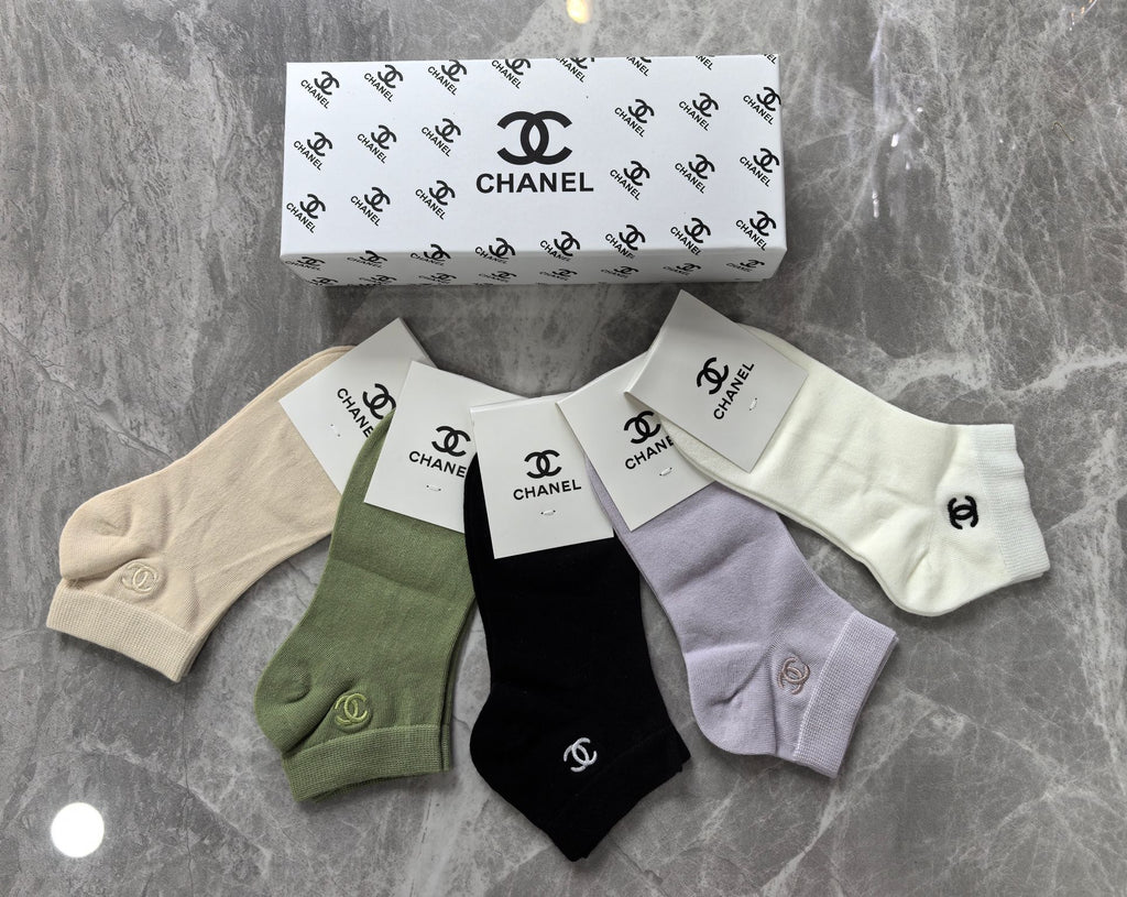 Chanel Combed Cotton No-Show Socks - 5-Pair Set