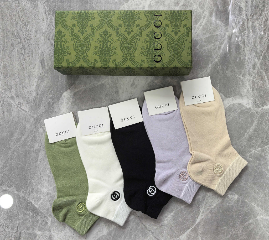 Gucci Combed Cotton No-Show Socks - 5-Pair Set