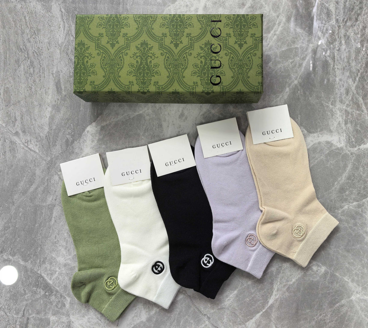 Gucci Combed Cotton No-Show Socks - 5-Pair Set