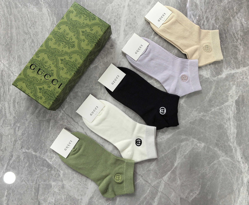 Gucci Combed Cotton No-Show Socks - 5-Pair Set