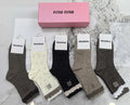 Miu Miu Combed Cotton Crew Socks - 5-Pair Set