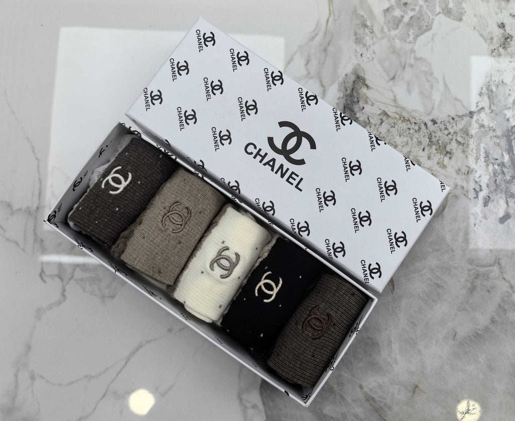 Chanel Combed Cotton Crew Socks - 5-Pair Set