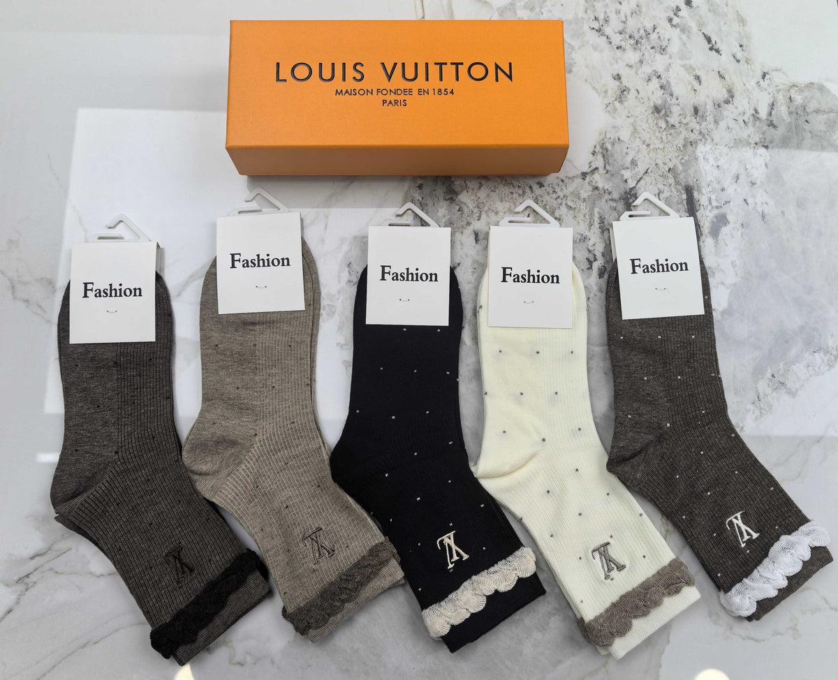 Louis Vuitton Combed Cotton Crew Socks - 5-Pair Set