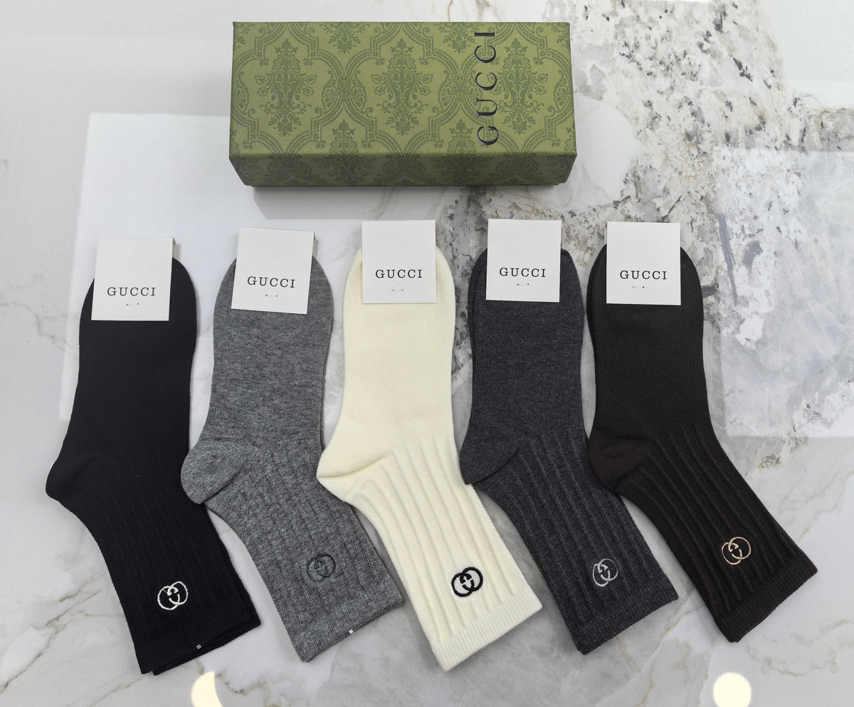 Gucci Combed Cotton Crew Socks - 5-Pair Set