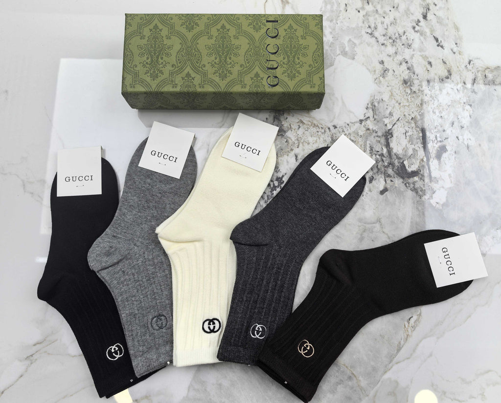 Gucci Combed Cotton Crew Socks - 5-Pair Set