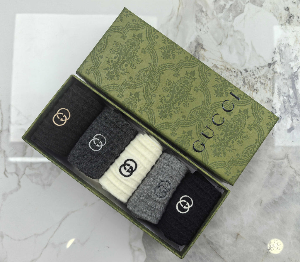 Gucci Combed Cotton Crew Socks - 5-Pair Set