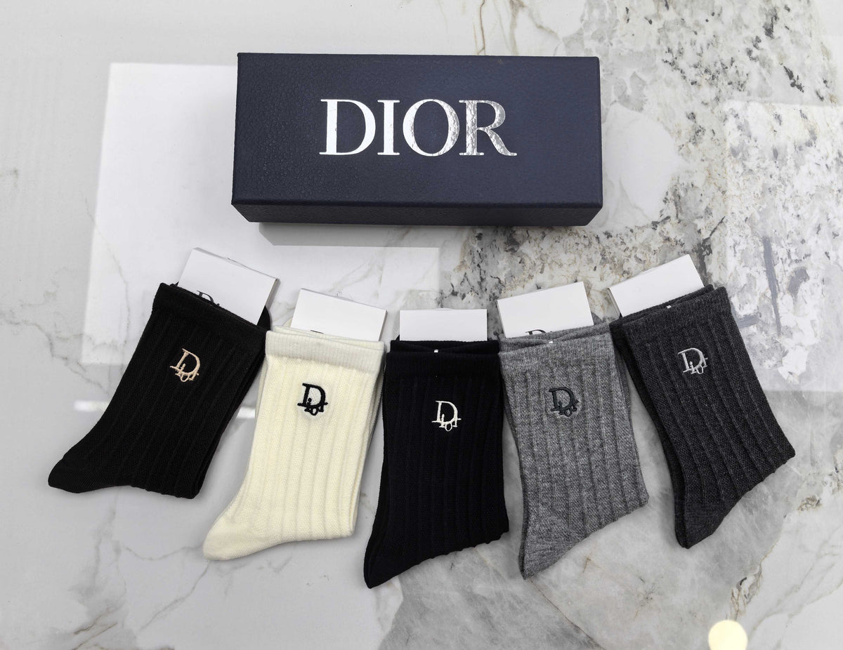 Dior Combed Cotton Crew Socks - 5-Pair Set