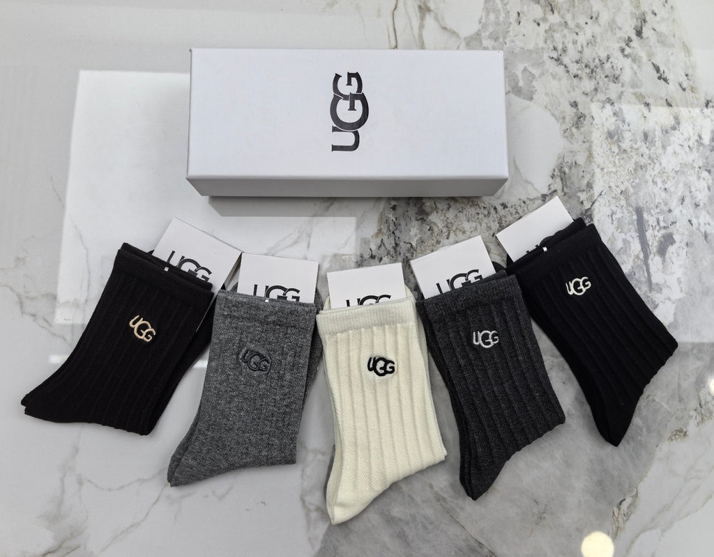 UGG Combed Cotton Crew Socks - 5-Pair Set