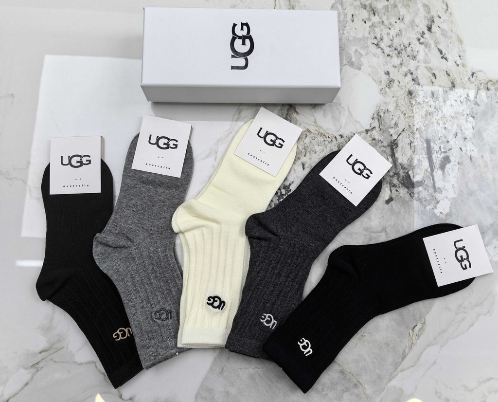 UGG Combed Cotton Crew Socks - 5-Pair Set