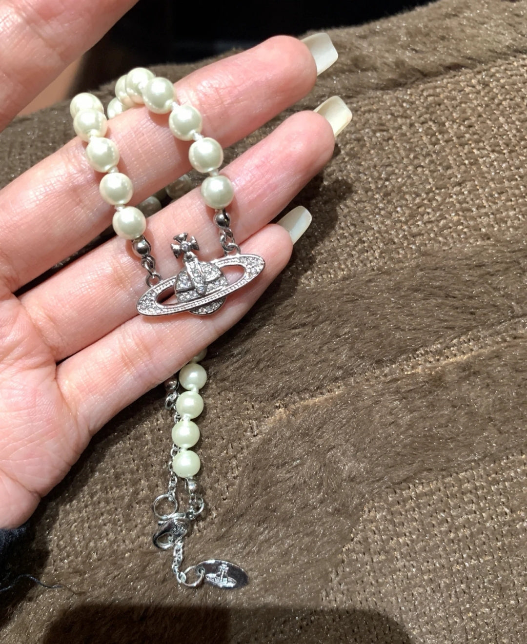 Pearl Pendant Necklace in Polished Metal-Tone – Pearl Detail styled product view