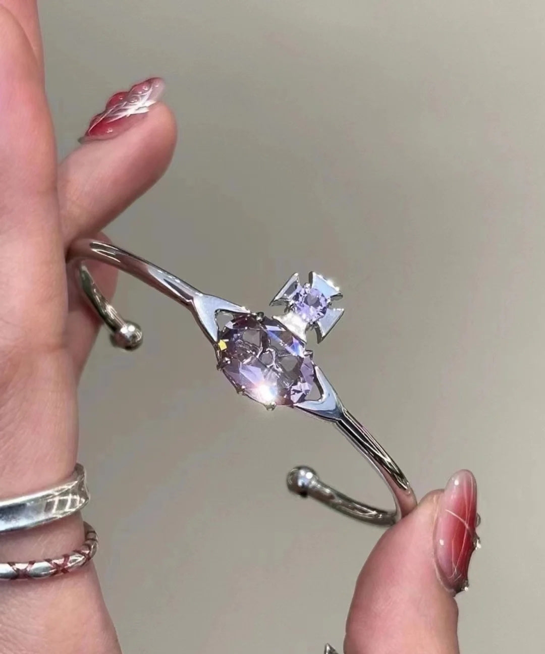 Orb Bangle in Polished Metal-Tone – Design 002 styled product view