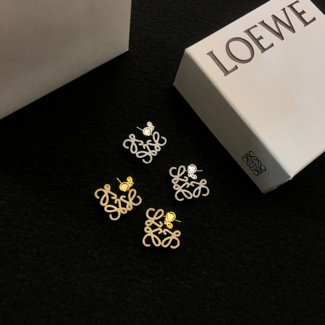 Floral Motif Stud Earrings in Polished Metal-Tone with Crystal-Style Accents side detail