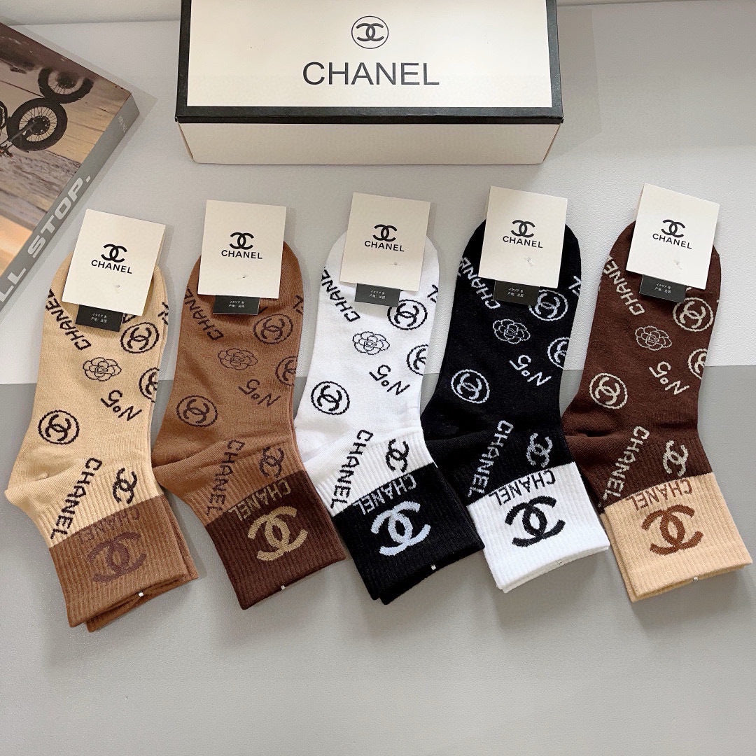Chanel Cotton Short Socks - 5-Pair Pack