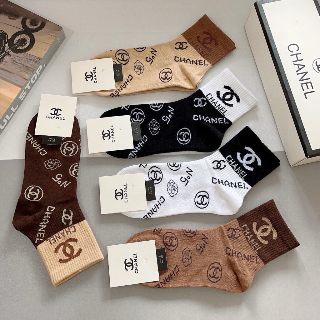 Chanel Cotton Short Socks - 5-Pair Pack