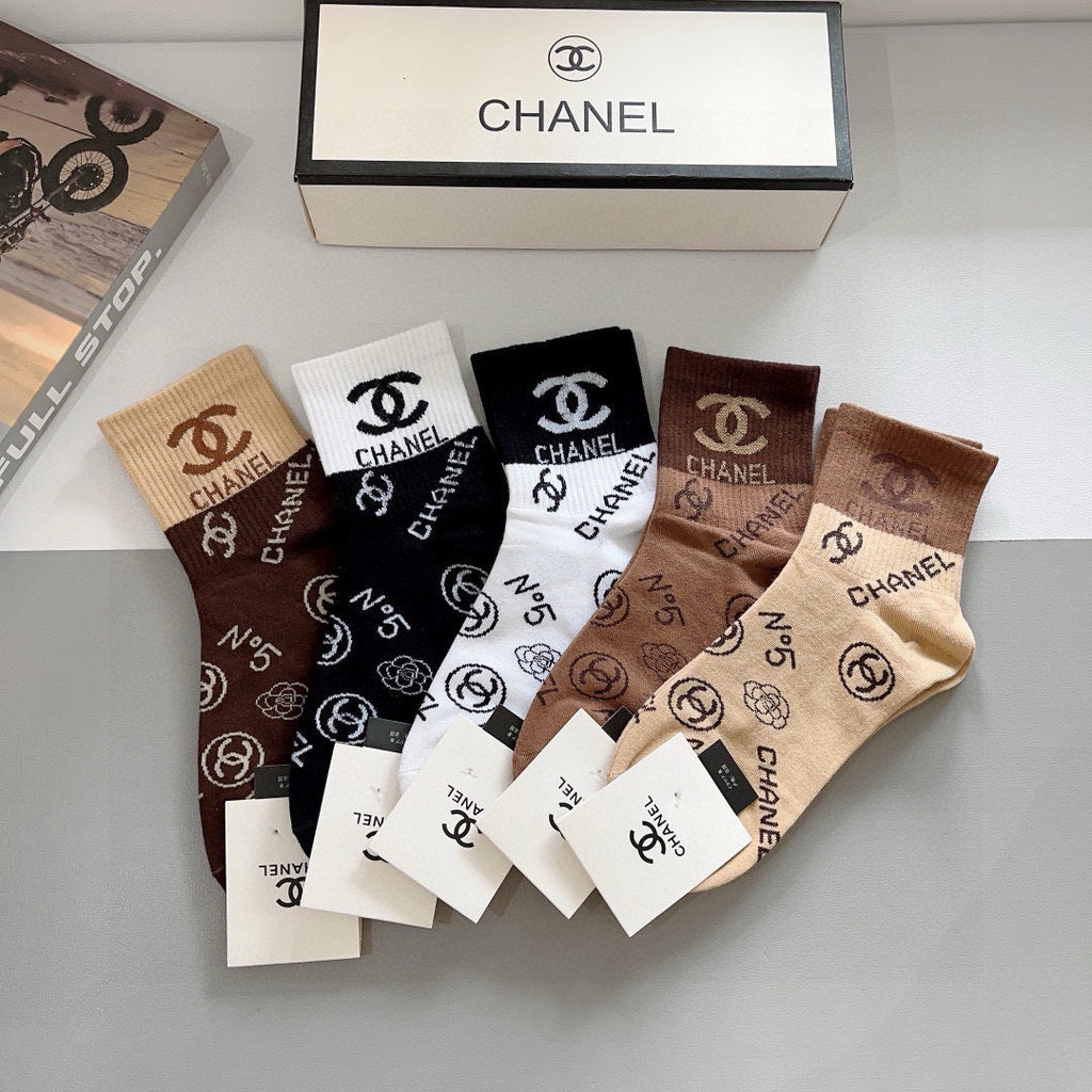 Chanel Cotton Short Socks - 5-Pair Pack