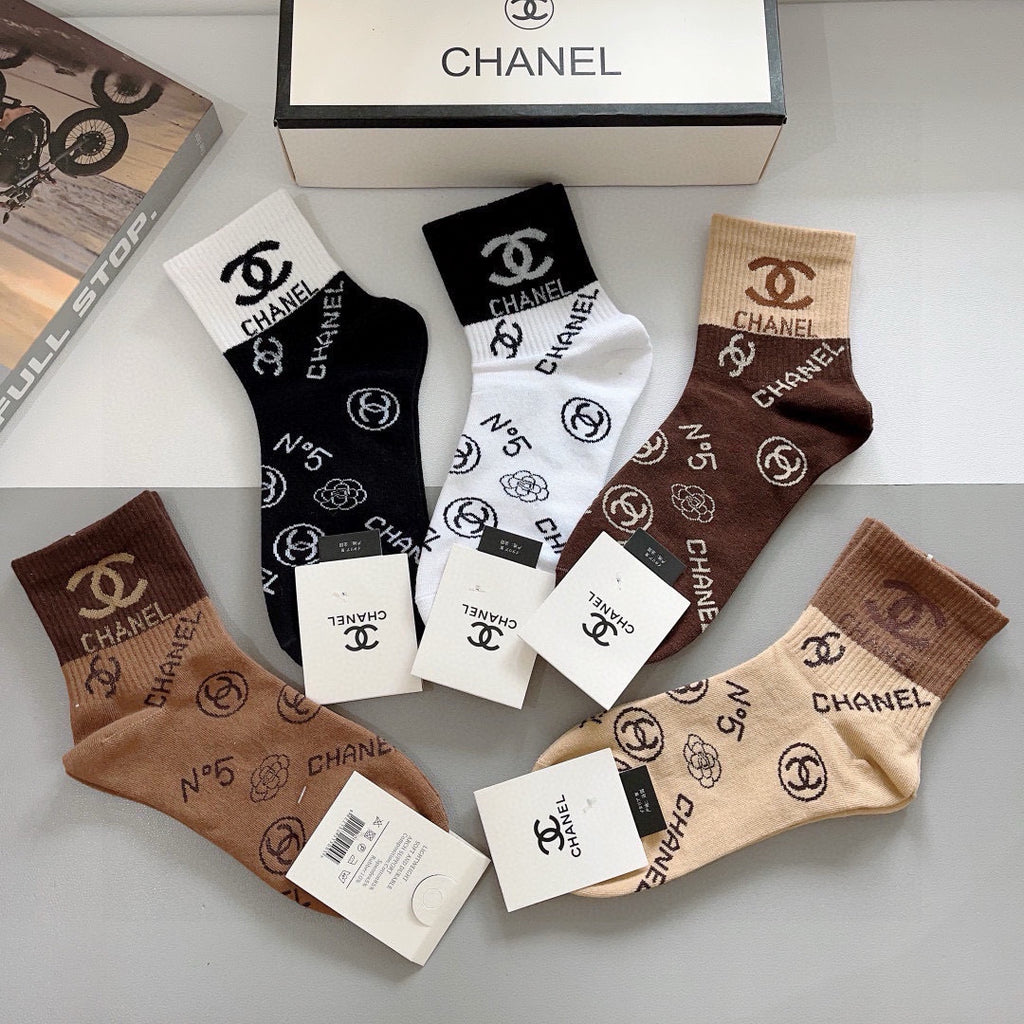 Chanel Cotton Short Socks - 5-Pair Pack
