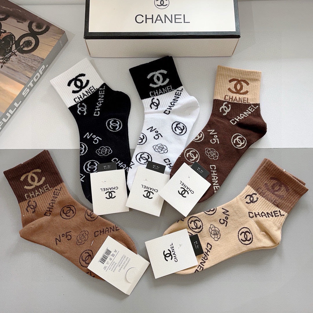 Chanel Cotton Short Socks - 5-Pair Pack