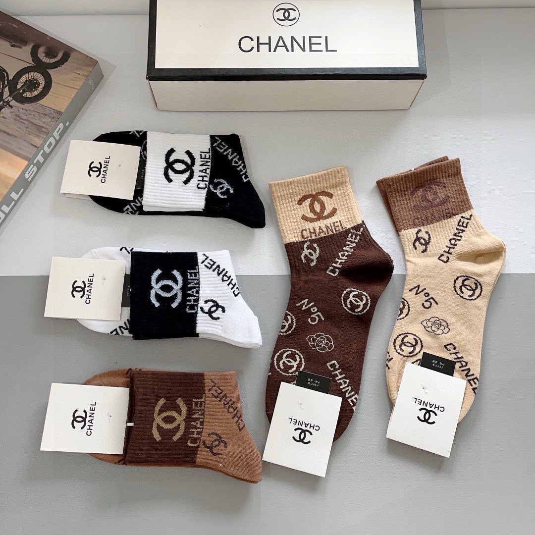 Chanel Cotton Short Socks - 5-Pair Pack