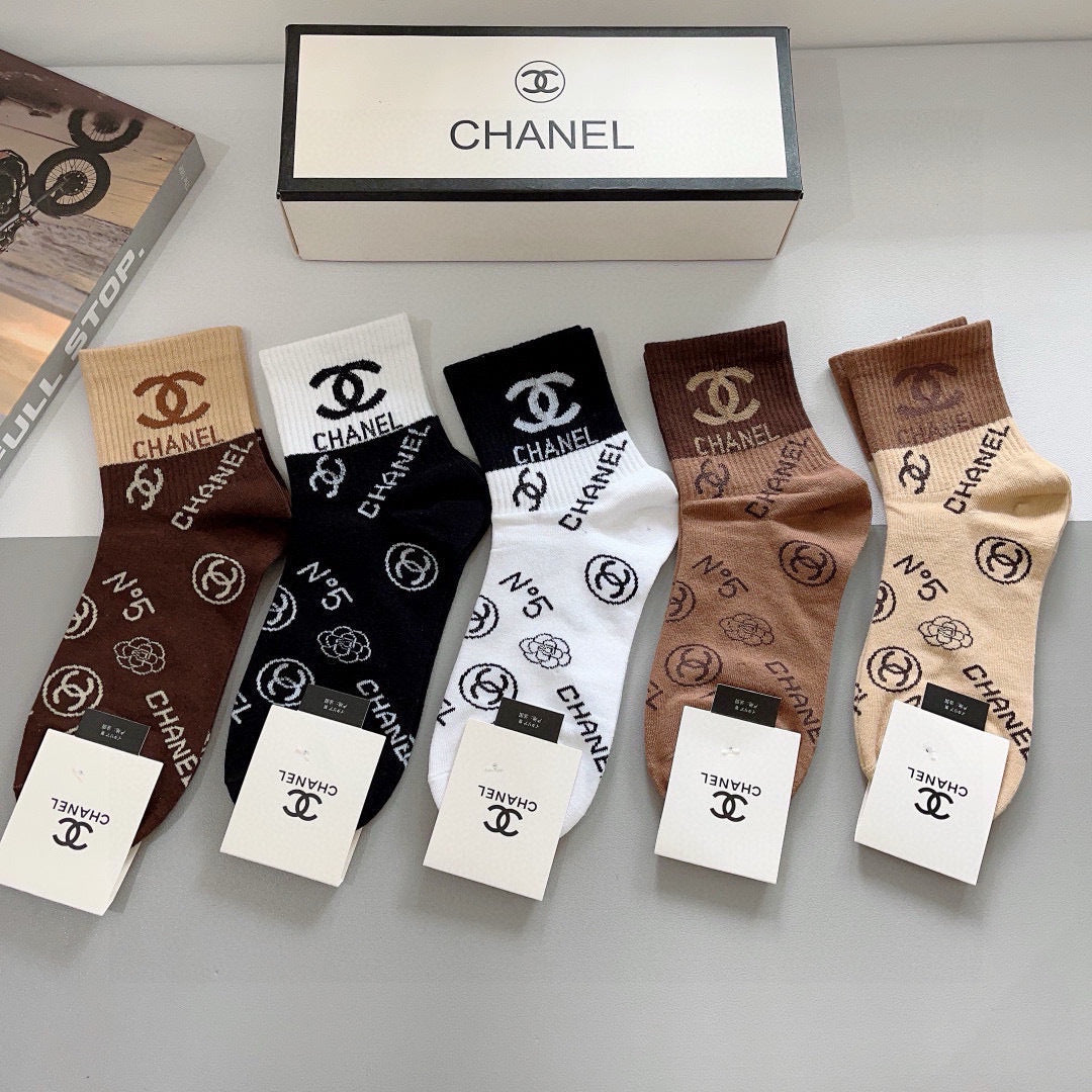 Chanel Cotton Short Socks - 5-Pair Pack