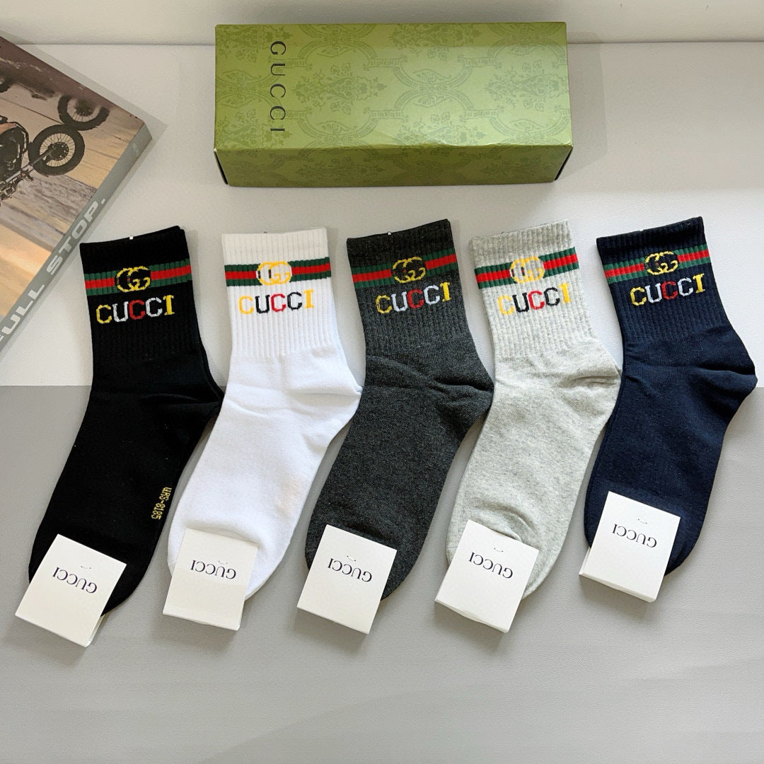 Gucci Cotton Crew Socks - 5-Pair Pack